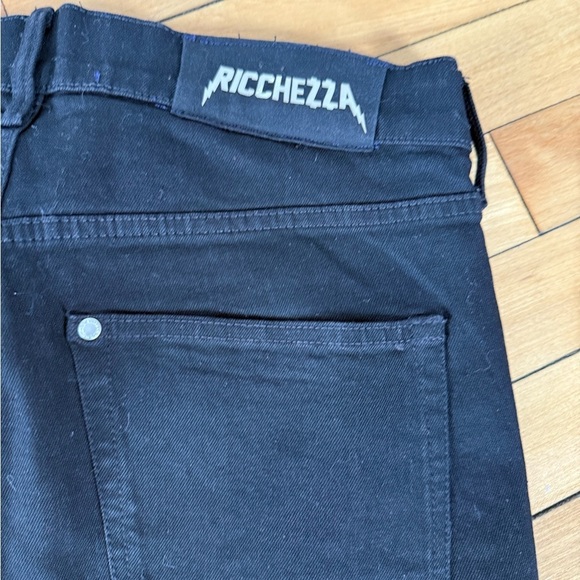 Ricchezza black denim embroidered patch work lightning bolt jeans - Picture 10 of 10